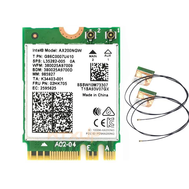 Двухдиапазонная 802.11ax для Intel WIfi 6 AX200 NGFF Wifi беспроводная карта AX200NGW MU-MIMO 5 ГГц до 2,4 Гбит/с Wifi+ BT 5,0 с антеннами - Цвет: AX200 2IPX4 antenna
