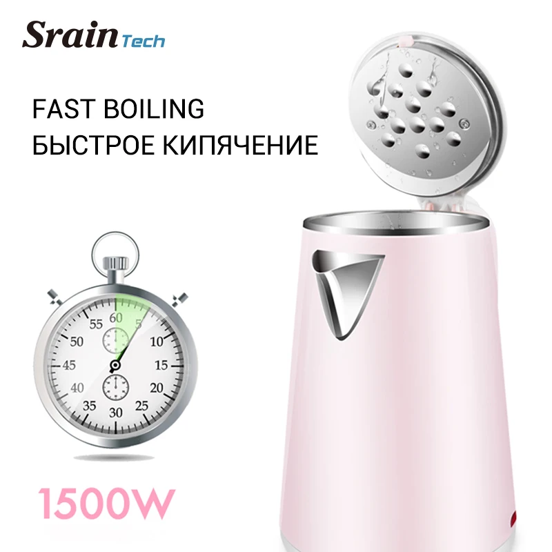 SrainTech 1500 Вт Электрический чайник из нержавеющей стали с красивым дизайном 304 л #