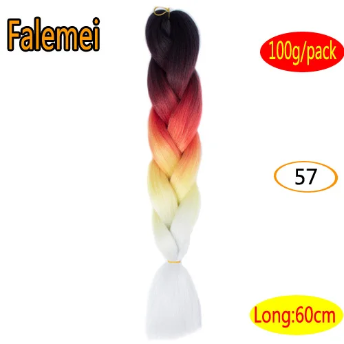 FALEMEI Омбре плетение волос для вязания крючком Твист коса 24inch100/шт высокая температура провода синтетические два тона афро джамбо коса волос - Цвет: # 99J