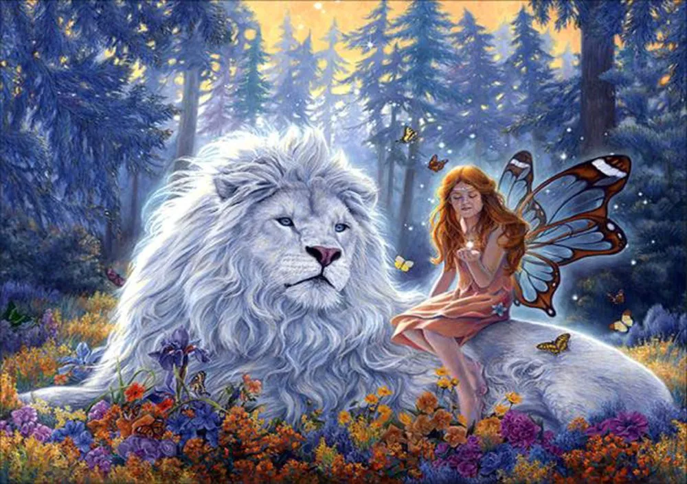 

lion Elf diamond embroidery circle diamond special shape cartoon painting scenery rhinestone crystal painting home decoration