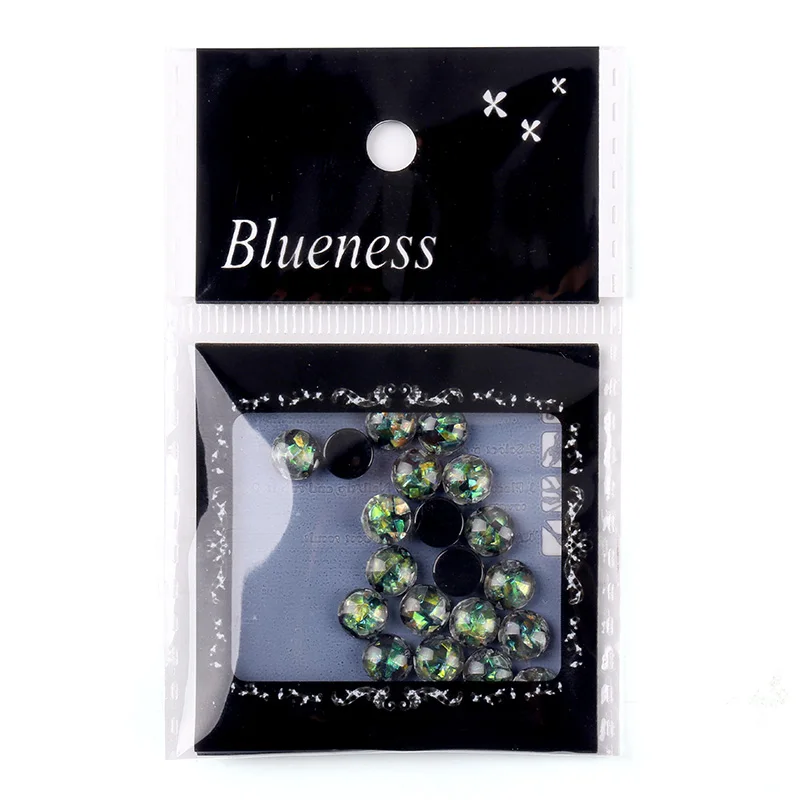 Blueness 20Pcs/lot Glitter Round Marble Stones Design Nails Art Decorations Accessories Rhinestones Glass Studs For Manicure DIY|nail art