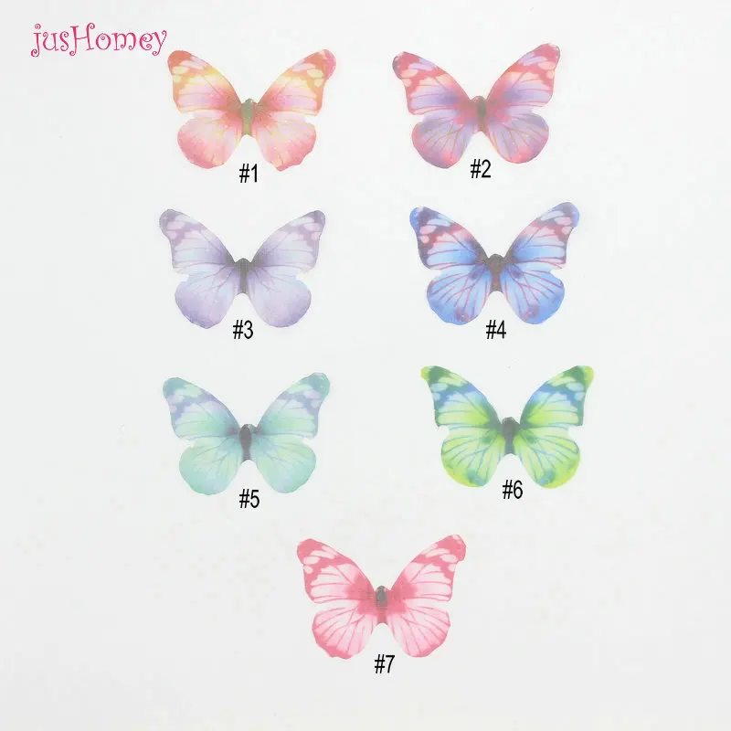100 шт. градиентная ткань из органзы с аппликацией бабочки полупрозрачная