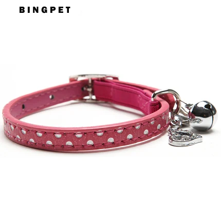 Bling Dot домашних животных кожа собака кошка Регулируемый воротник Цепочки и