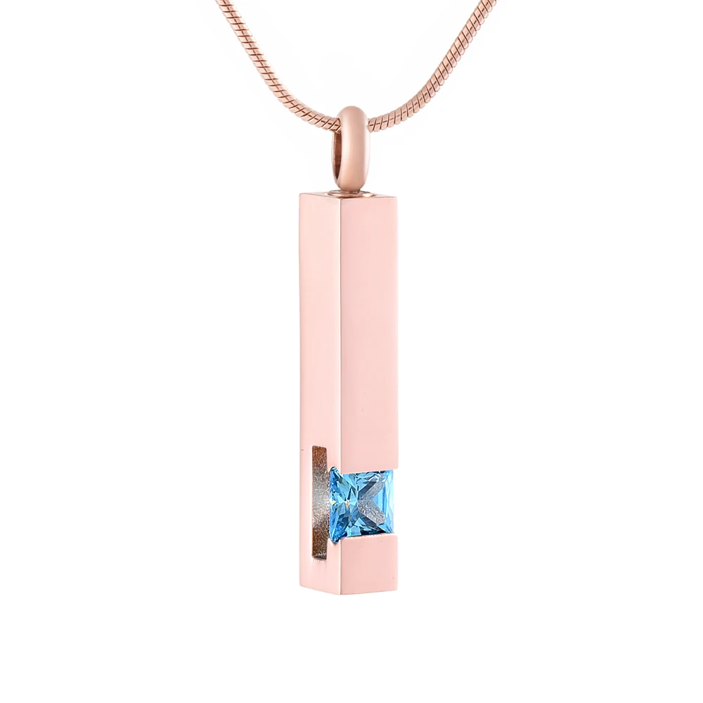 

Fadeless Rose Gold Cremation Bar Urn Pendant Beautiful 12 Color Crystal Funeral Memorial Ashes Necklace for Human&Pet Cremation