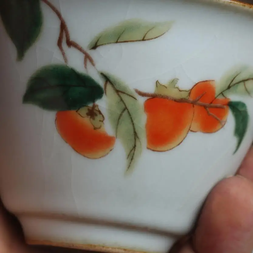 &quotKingTeaMall&quot фарфор Gaiwan чайная чашка с рисунком хурмы Gonfu Teawares teates Teatools