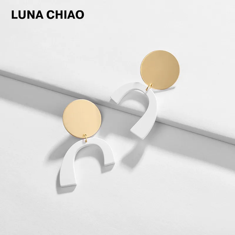 Женские Ювелирные изделия LUNA CHIAO модные матовые серьги-капли с золотым покрытием