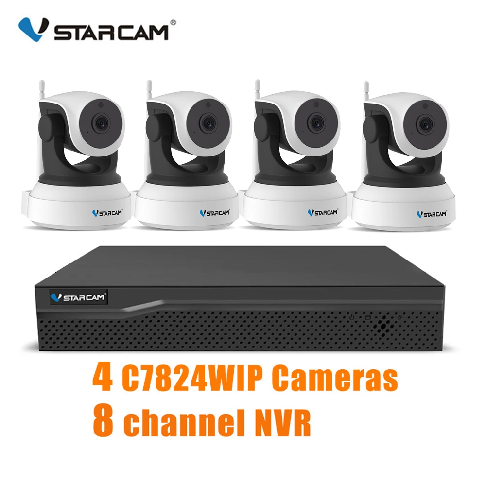 IP камера VStarcam C7824WIP 720P HD 8 каналов + 4 шт.|Камеры видеонаблюдения| |
