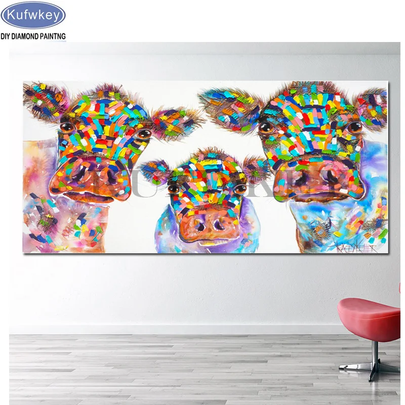 

5D Diy Diamond Painting Watercolor cow picture Full Drill beads Diamond Embroidery Diamond Mosaic Cross Stitch Home Decoration
