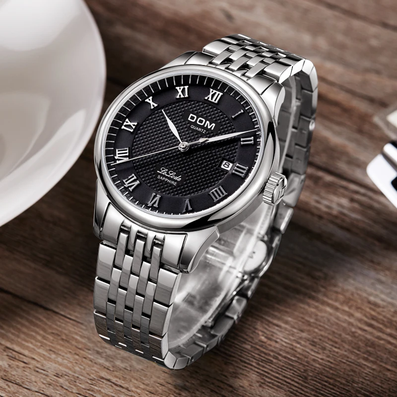 DOM мужские часы лучший бренд класса люкс кварцевые повседневные стальные