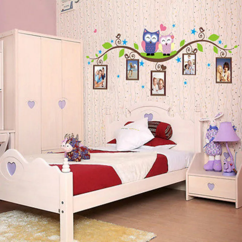 Декор совы на дереве настенные наклейки для детских комнат декоративные из ПВХ