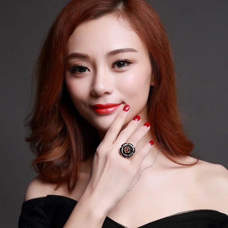Dreamcarnival1989 Blossom Цветок Кольца для Для женщин Винтаж золото Цвет Обручение партия Готический ювелирные изделия фуксия Циркон anillos Mujer
