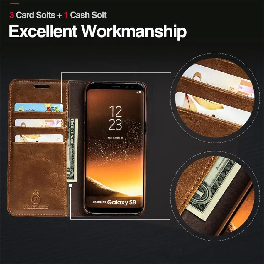 Роскошный чехол для телефона Musubo Galaxy S8 S9 S10 Plus откидной кожаный Samsung Note 8 9 чехлы