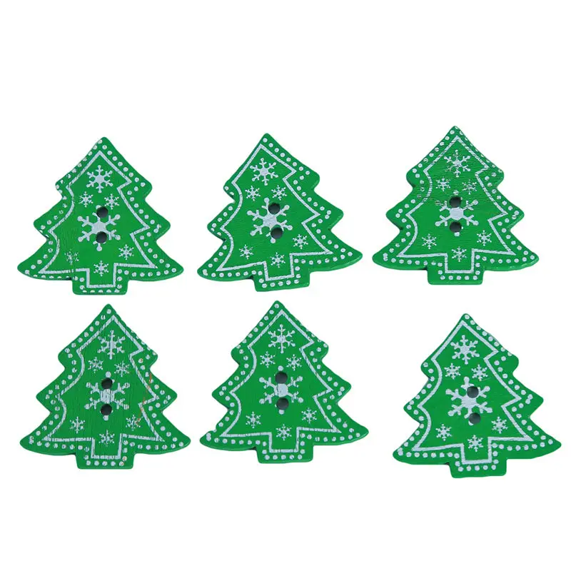 25 шт. деревянные снежинки Рождественские пуговицы для украшения сердце