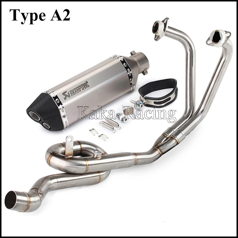 Type A2 MT03 Akrapovic глушитель выхлопной трубы мотоцикла полная система скольжения на переднюю ссылку трубы для Yamaha YZF R3 R25 - Цвет: Type A2