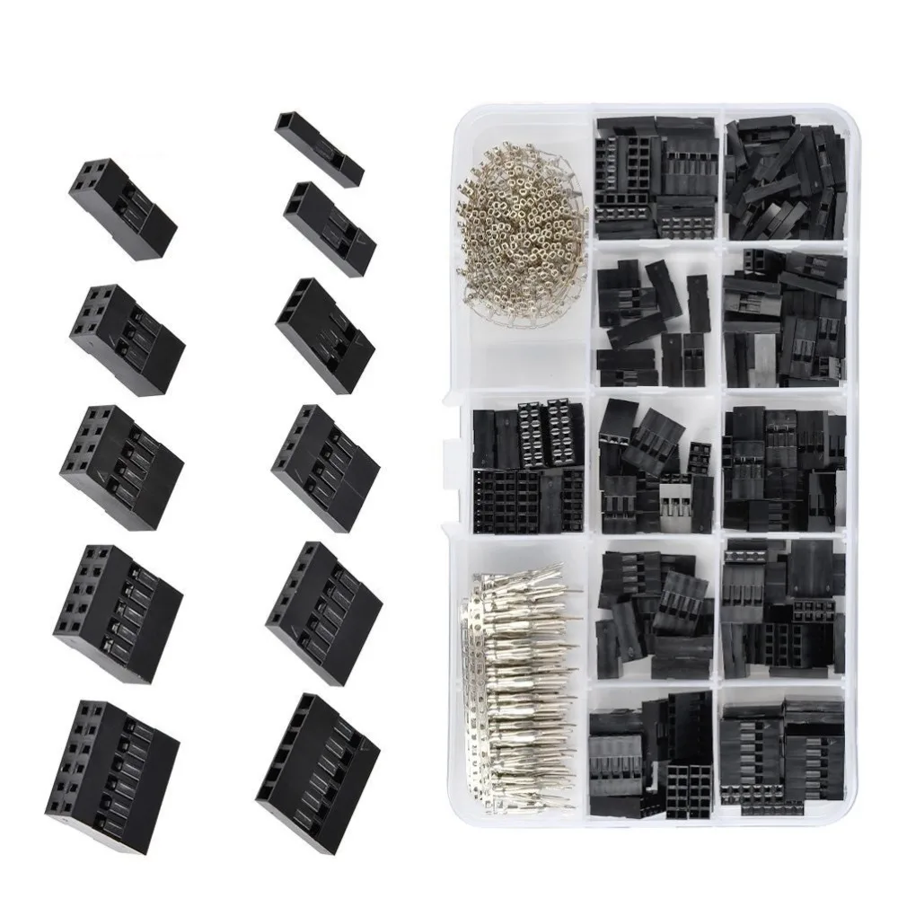 620pcs Dupont Connector 2.54mm Cable Jumper Wire Pin Header Housing Kit Male Crimp Pins+Female Terminal | Обустройство дома