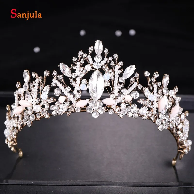 2019 Vintage Bridal Tiaras And Crowns Rhinestones Pearls Wedding Headband New Marriage Headwear T109 | Свадьбы и торжества