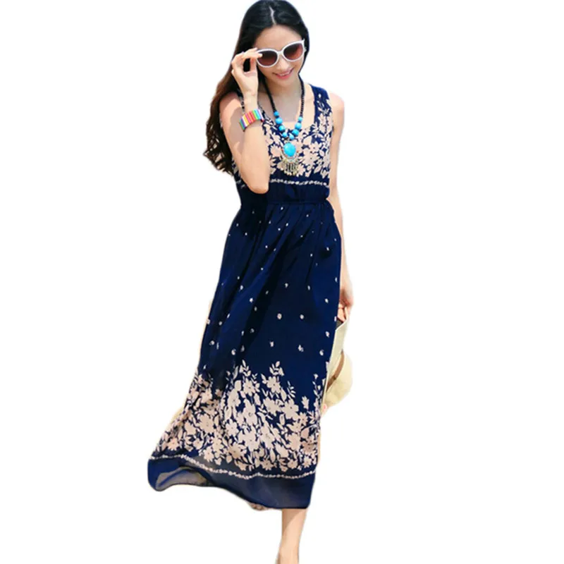 Новинка 2017 летнее женское платье винтажное с цветочным принтом в стиле бохо без