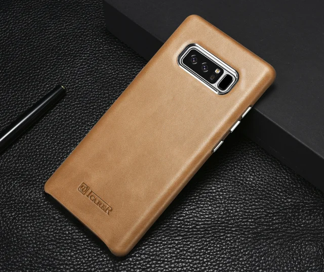 Khaki Роскошный ультра тонкий чехол из натуральной кожи для samsung Galaxy Note 8, винтажный жесткий 360, полная защита, задняя крышка для телефона, чехол для телефона s - Цвет: Khaki