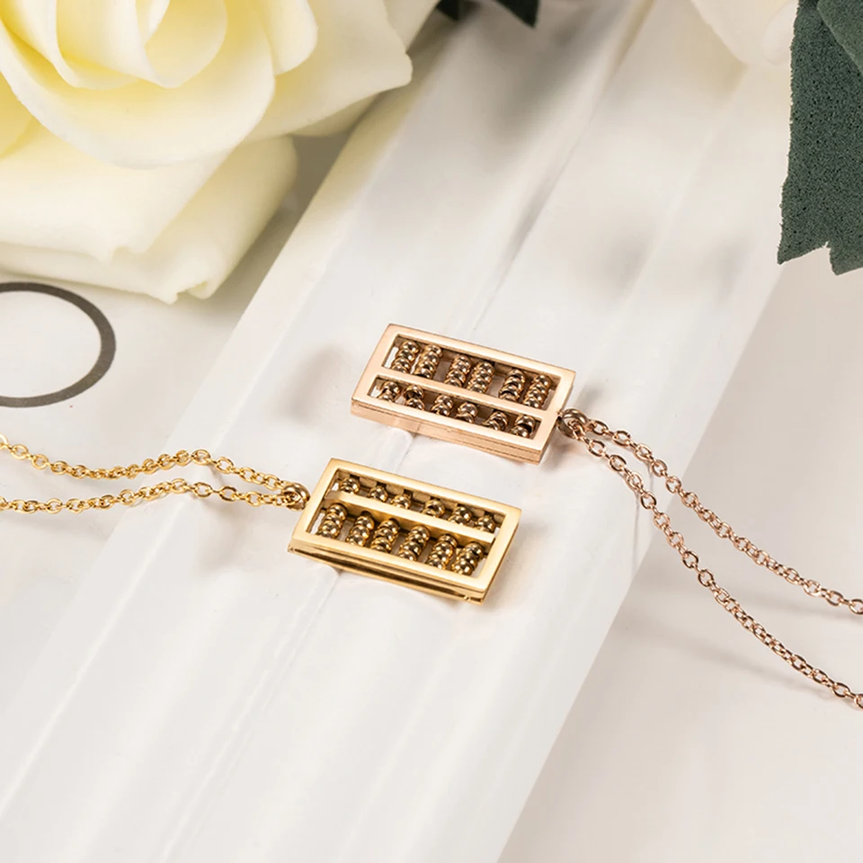 Китайское ожерелье с подвеской Abacus, титановая цепочка из нержавеющей стали, модное Трендовое женское ювелирное изделие, подарок
