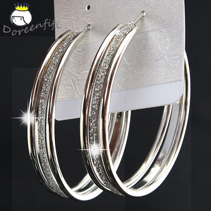 

Fashion Ear Frosted Big Silver-color Hoop Earrings for Womens Female Wedding Bridal Party Jewelry Oorbellen Brincos Pendientes
