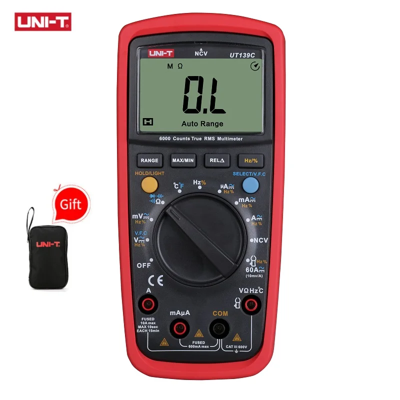 UNI-T UT139C Цифровой мультиметр автоматический диапазон истинного среднеквадратичного значения метр ручной тест er 6000 Счетчик Вольтметр температурный Тест Транзистор