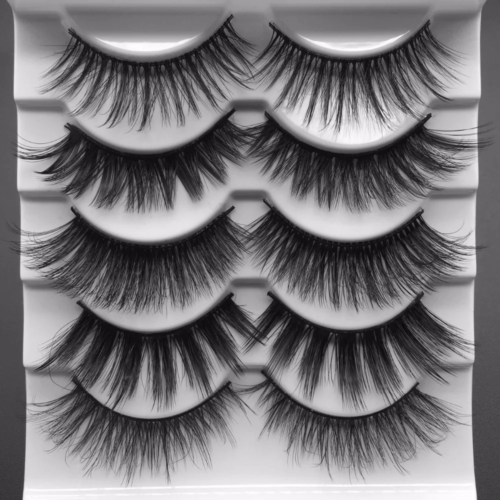 5 пар накладных ресниц из норки смешанные мягкие натуральные крестовые длинный