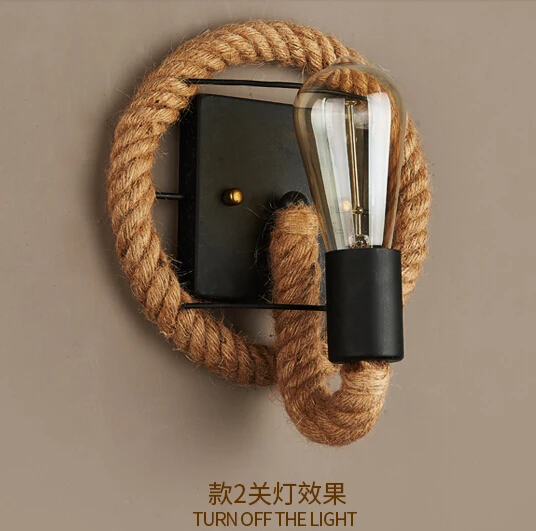 Ретро Винтажные светильники Лофт промышленный пеньковый Канат настенный