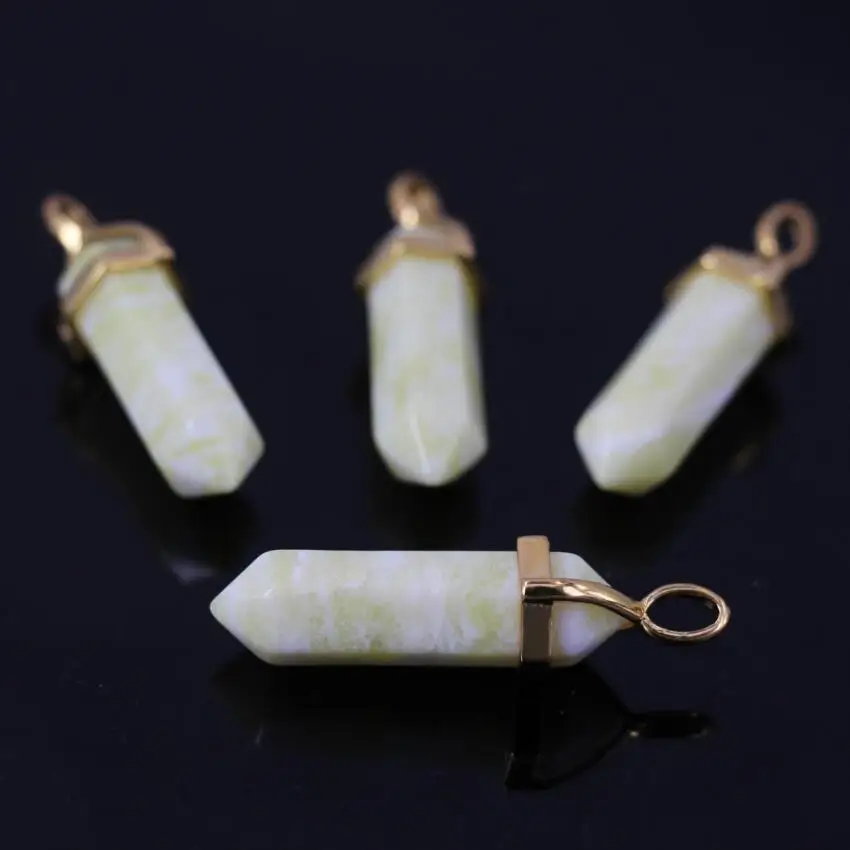 Камни-сырые лимонные 10 шт. шестигранные подвески двухконечные медные Подвески из