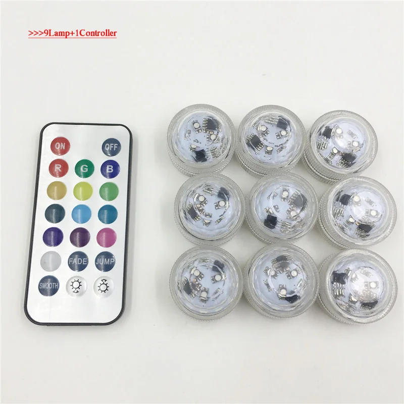 RGB Led многоцветный RGB+ пульт дистанционного управления погружной светильник IP68 подводный бассейн пруд светильник Открытый Декор Светильник ing лампа - Испускаемый цвет: 9Lamp 1Controller