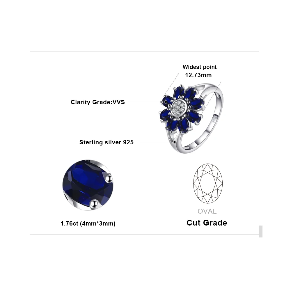 Jewelrypalace 4.6ct Овальный Форма создания сапфир цветок запахом заявление кольцо