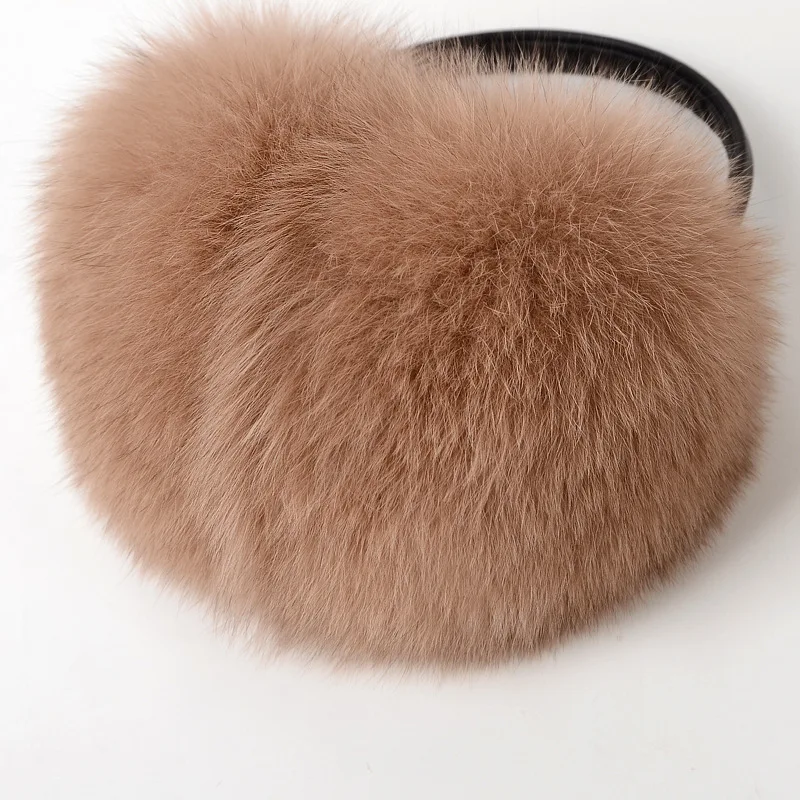 Осенне зимние теплые музыкальные наушники JKP с лисьим мехом и травой уличные