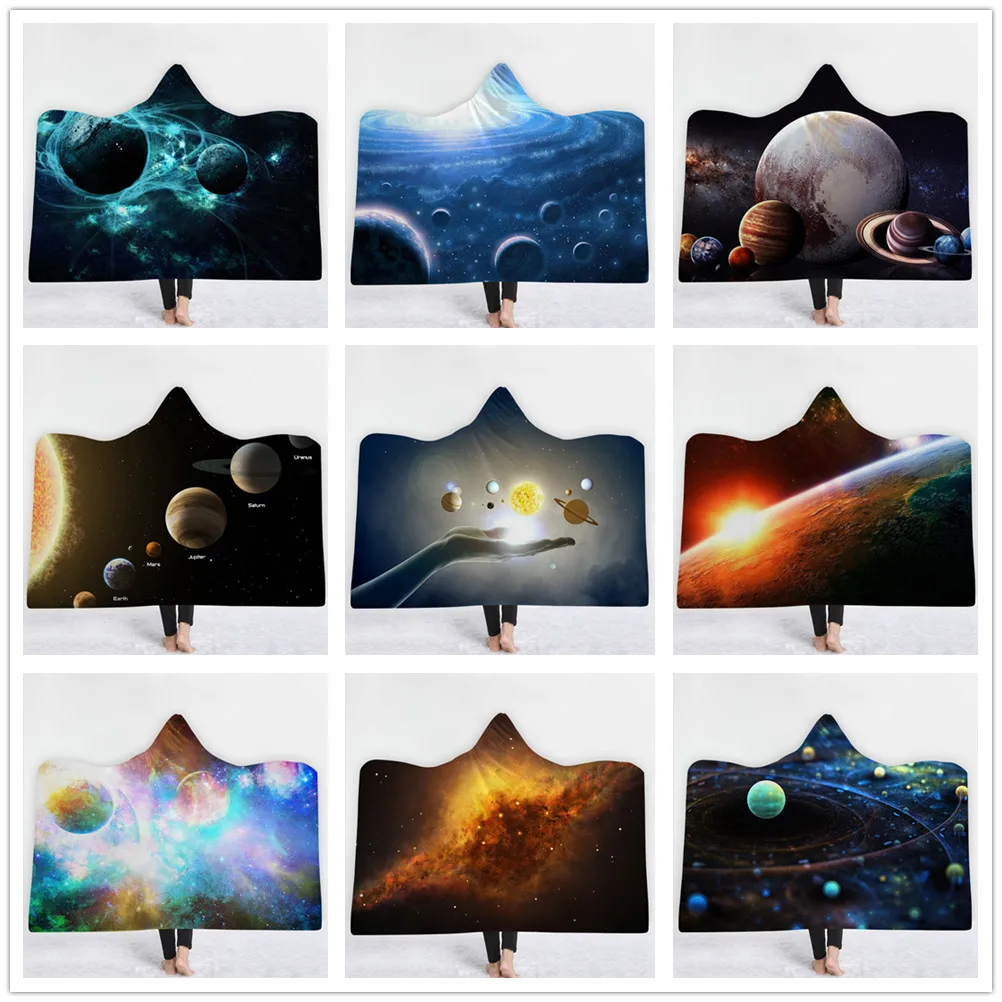 40 стилей солнечная система Nine Planets 3D печатное плюшевое одеяло с капюшоном для