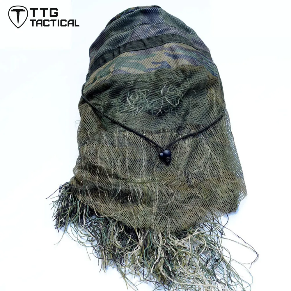 TTGTACTICAL охотничий капюшон Ghillie дышащая камуфляжная Полнолицевая шляпа Ghillie|ghillie
