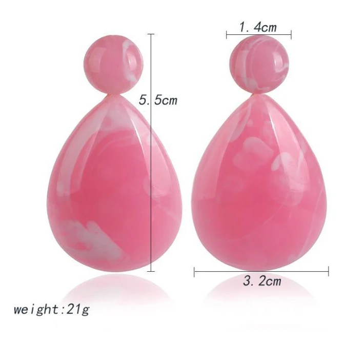 2019Trendy Pink Statement Resin Stud Earrings For Women 2019 Big Geometric Vintage Minimalist Korean Earings Fashion | Украшения и
