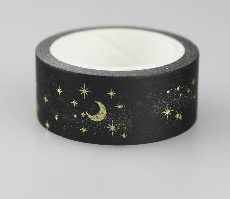 

1.5cm*5m Black Bronzing hot silver moon Washi Tape DIY decoration Scrapbooking Sticker Label Masking Tape School Office Supply