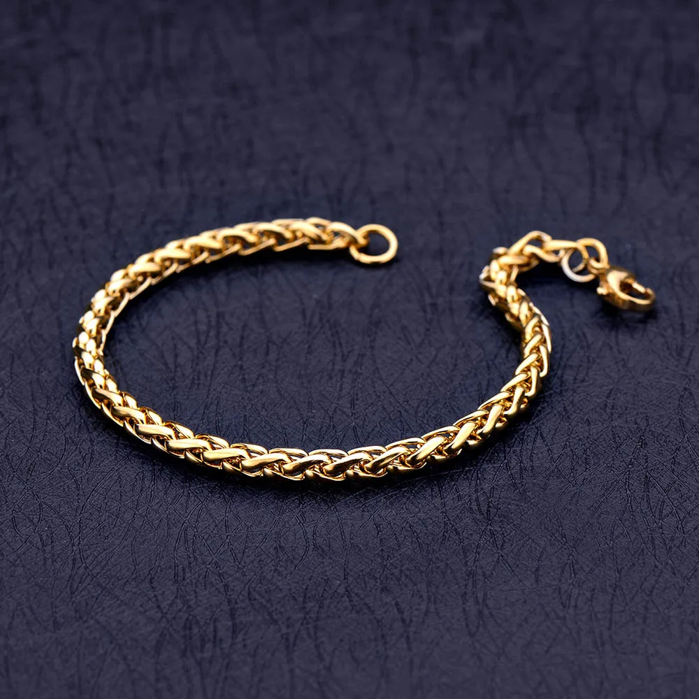 4mm keel bracelet Титановый стальной корабельный браслет ожерелье цветок Орхидея цепь модный мужской браслет из нержавеющей стали - Окраска металла: 4mm keel bracelet