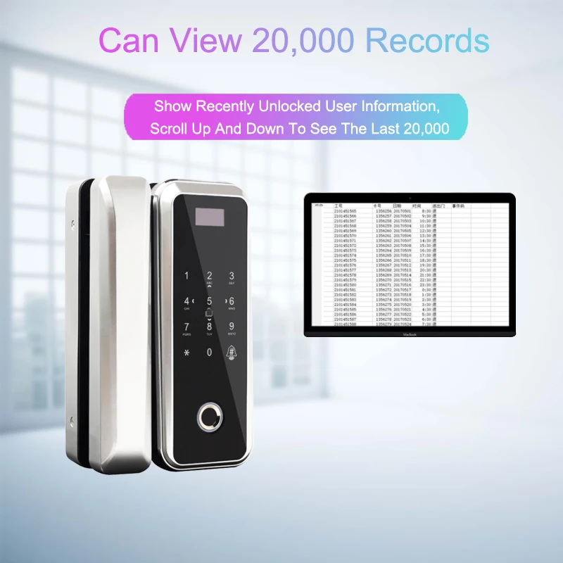 Отпечаток пальца стеклянная дверная Блокировка электронный дверной замок умный