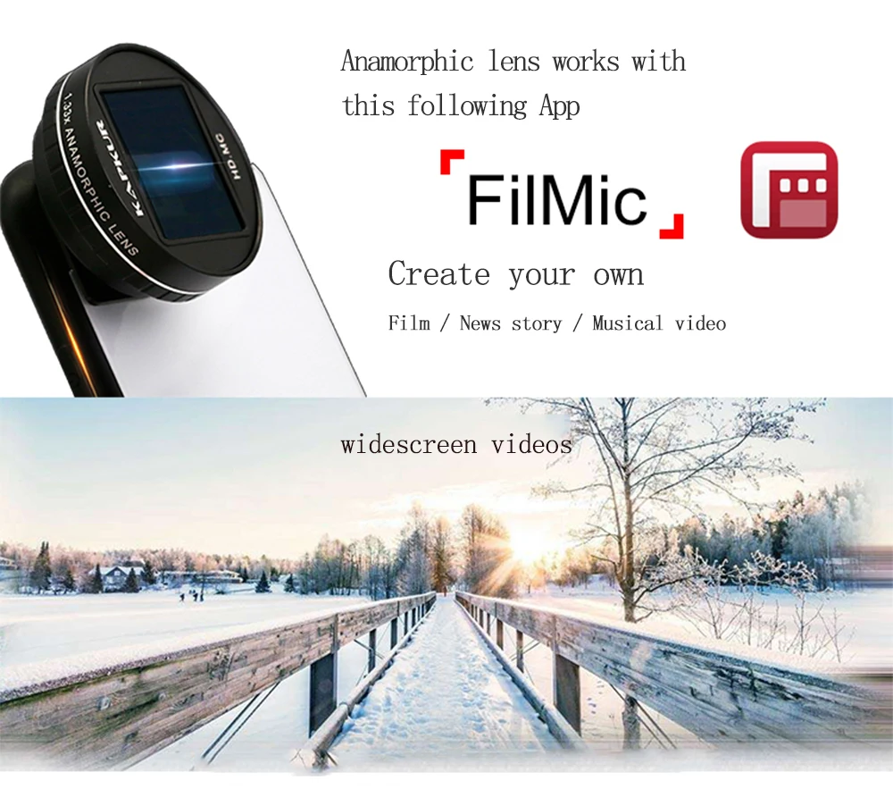 Объектив для телефона, 1.33X анаморфный объектив для huawei Shot by Filmic App с горизонтальным светильник вспышки с капкуром чехол для телефона