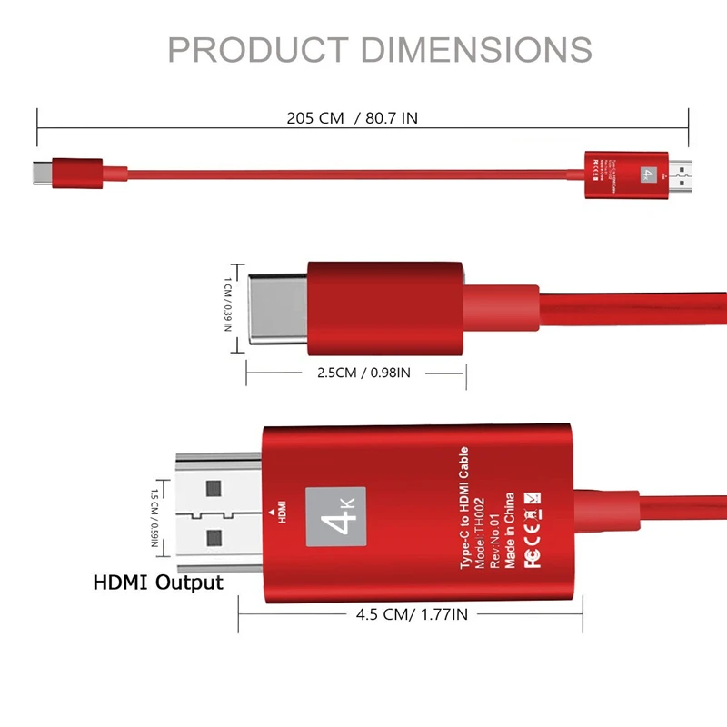 DOITOP 2 м USB C Тип к HDMI Кабель адаптер 3 1 ТВ 4 К цифровой кабель для компьютера