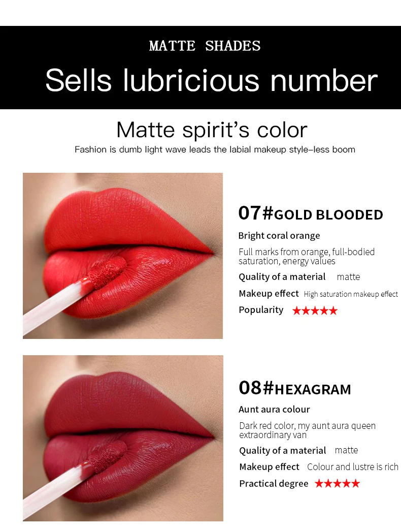 Pudaier Матовая жидкая помада rouge a levre Matte longue tenue maquillage Водонепроницаемый увлажняющий стойкий блеск для губ