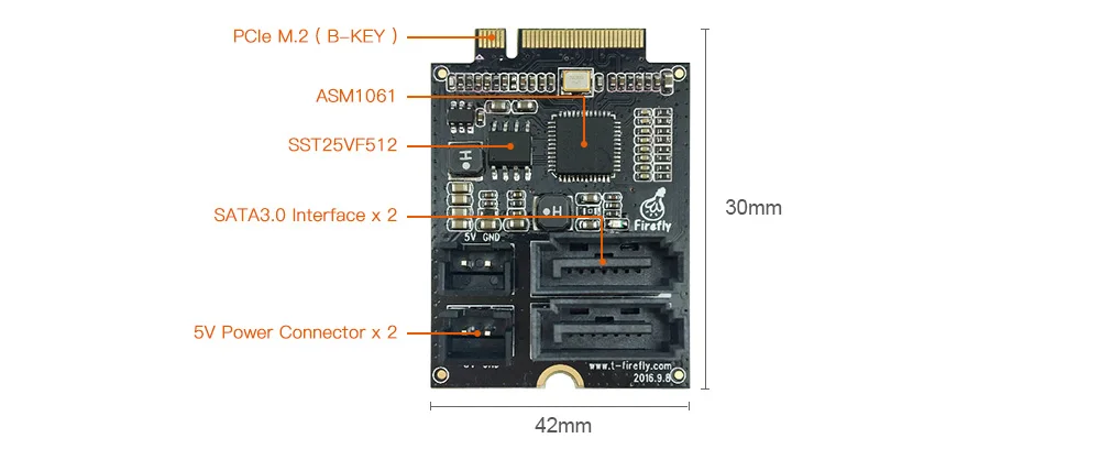 Плата адаптера PCIe M.2 для SATA3.0, плата расширения работает с демонстрационной платой Firefly RK3399