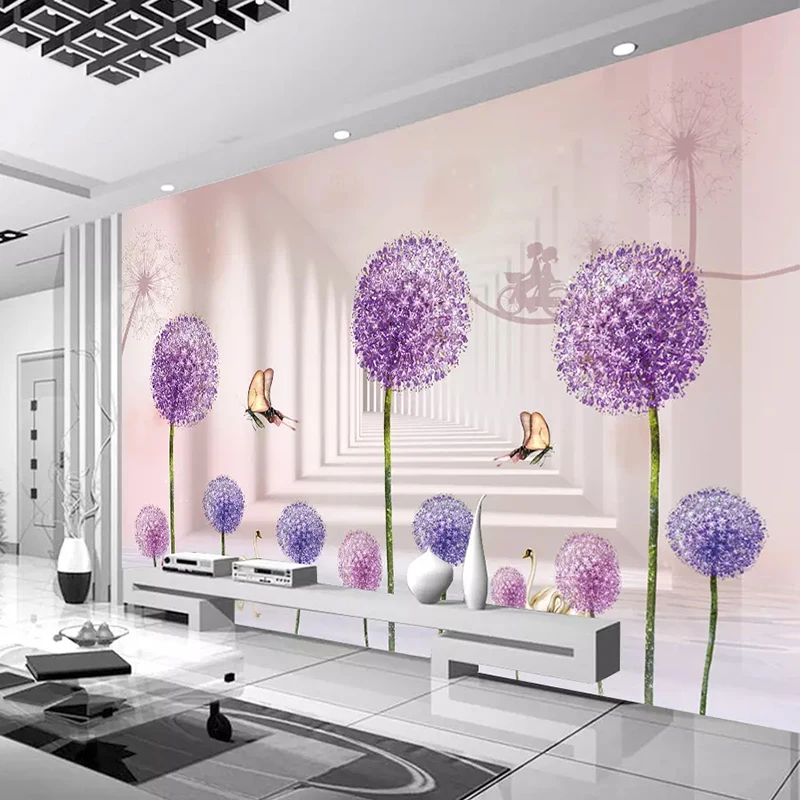 Современный простой 3D стерео канал Одуванчик фото настенная бумага гостиная