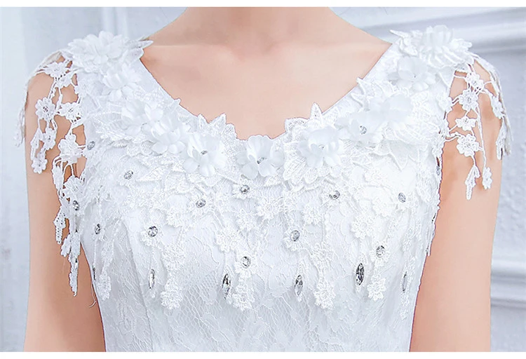 

Bridal Dresses 2019 Wedding Gown Ball Gown Simple Floral Tassels Tulle O-Neck Sleeveless Floor Length White Plus Size Pregnant