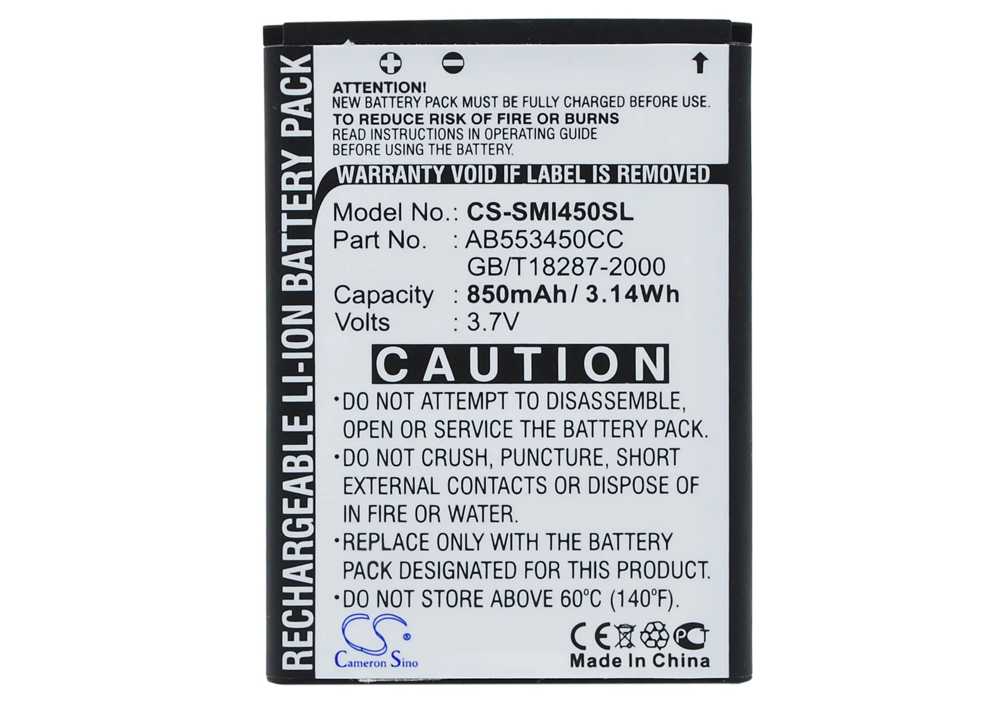Аккумулятор Cameron Sino 850mAh AB553450CC для Samsung SGH i450 i458|cameron sino|battery for samsungbattery |