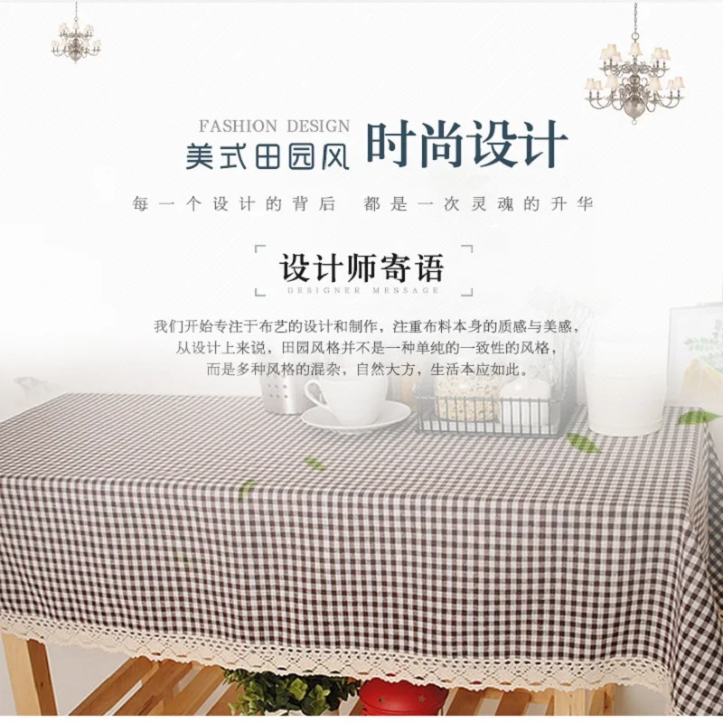 

Home textiles American style art thickened plaid table cloth Garden cloth cotton table cloth table cloth table cloth cross-borde