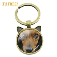 tafree dog dachshund buddy keychain men women vintage dachshund glass gem animal key chain ring holder dog lover jewelry cn718