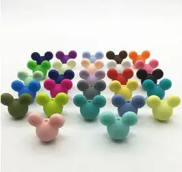 mix colors 50 шт./лот Детские шарики для прорезывания зубов Микки из мультфильма силиконовые бусины в виде Микки-Мауса Для Ожерелья Детские игрушки аксессуары ювелирные изделия - Цвет: mix colors