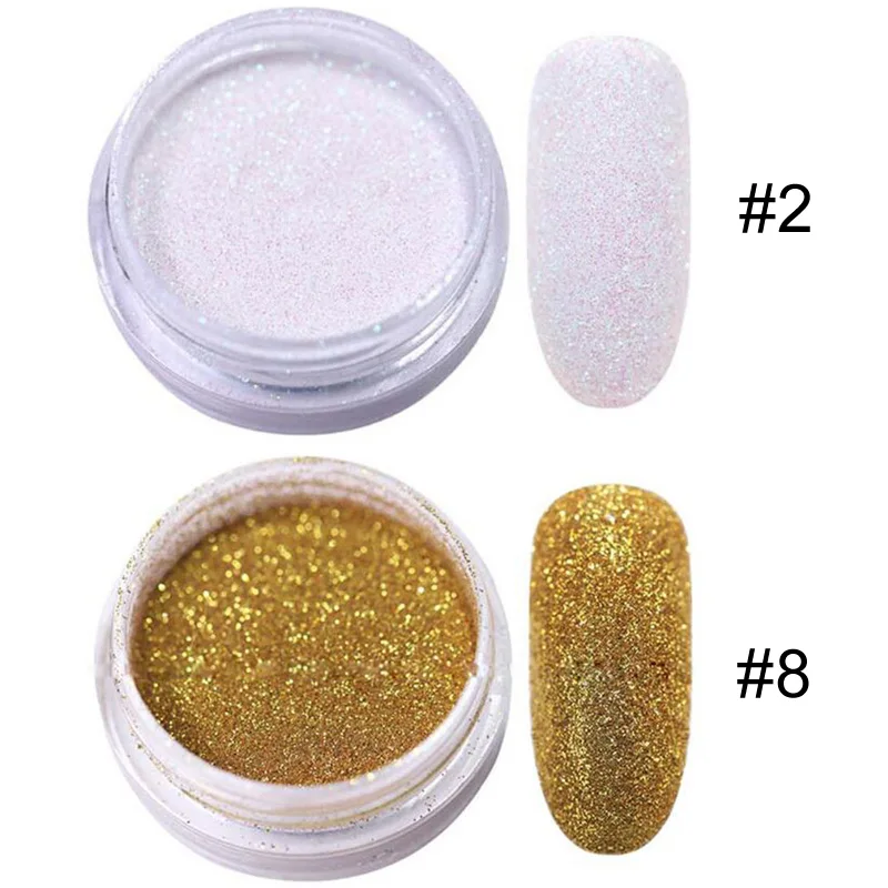 Color 2-8 Addfavor градиентный блеск для ногтей Порошковая голографическая блестящая сахарная хромированная пудра для ногтей DIY Блестки для украшения ногтей набор - Цвет: Color 2-8