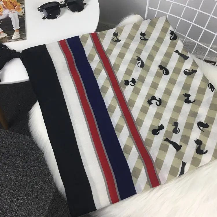 2018 New Fashion Scarf Summer Korean Girl Cat Cotton and Tassel Tour Sunscreen Shawl Beach hijab | Аксессуары для одежды