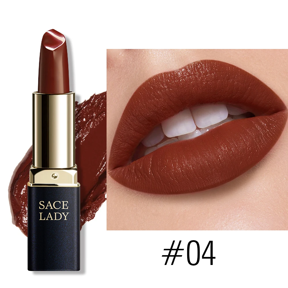 04 SACE LADY, 18 цветов, губная помада, Шелковистые матовые, водонепроницаемые, бархатные, губная помада, макияж, Обнаженная, гладкая, высокая пигментированная, красивые губы TSLM1 - Цвет: 04